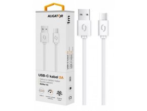 Datový kabel ALIGATOR 2A USB-C 1m, bílý