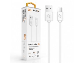 Datový kabel ALIGATOR 2A USB-C 2m, bílý