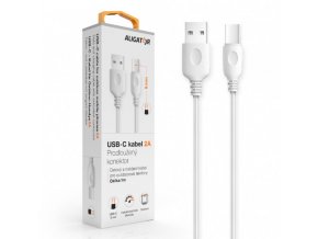 Datový kabel , USB-C, 2A, 1m, prodloužený konektor 9mm, bílý