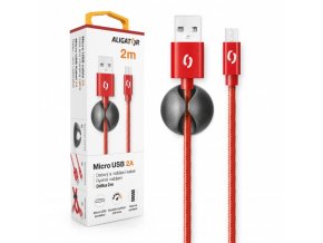 Datový kabel ALIGATOR PREMIUM 2A, Micro USB 2m červený