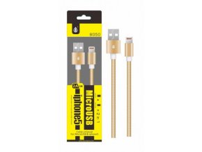 Datový a nabíjecí kabel PLUS 8050, MicroUSB + iPhone Lightning, zlatý