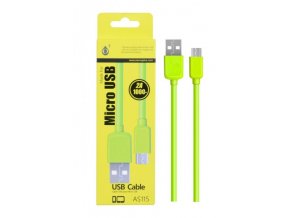 Datový a nabíjecí kabel PLUS, Micro USB, (AS115), zelený