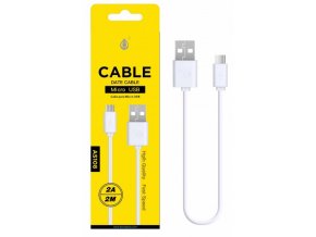 Datový a nabíjecí kabel PLUS, Micro USB 2A/2M, (AS108), bílý