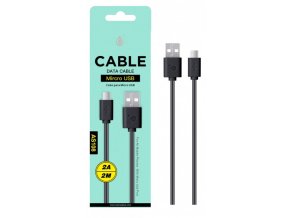 Datový a nabíjecí kabel PLUS, Micro USB 2A/2M, (AS108), černý