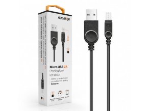 Datový kabel , micro USB, 2A, 1m, prodloužený konektor 9mm, černý