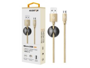 Datový kabel ALIGATOR PREMIUM 2A, Micro USB zlatý