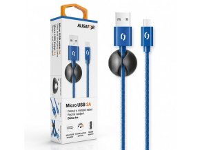 Datový kabel ALIGATOR PREMIUM 2A, Micro USB modrý