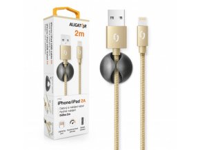 Datový kabel ALIGATOR PREMIUM 2A, Lightning 2m zlatý