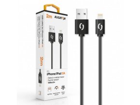 Datový kabel ALIGATOR 2A iPhone Lightning 2m, černý