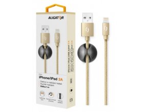 Datový kabel ALIGATOR PREMIUM 2A, Lightning zlatý