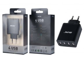 Nabíječka PLUS K3618 MT.K s 4xUSB výstupem 5V/5A - černá