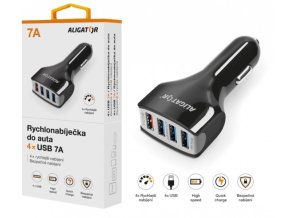 Autonabíječka ALIGATOR 4USB, Quick charger 7A, TCH, černá