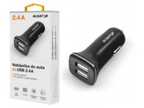 Nabíječka do auta ALIGATOR s 2xUSB výstupem 2,4A, Turbo charge, černá