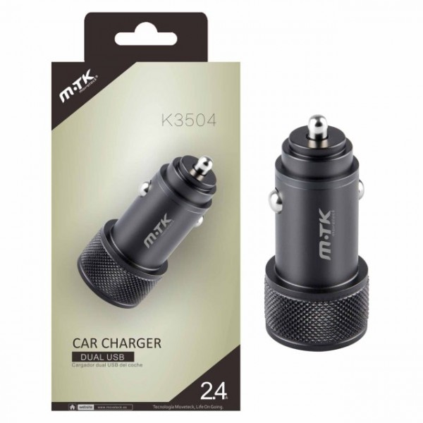 Nabíječka do auta PLUS, 2xUSB výstup 2,4A (K3504), černá