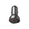 Baseus Digital Display Dual USB 4.8A Car Charger 24W Grey