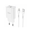Hoco Smart Charging single port PD20W charger set(Type-C to Lightning)(EU) (white)