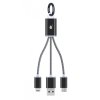 Nabíjecí kabel PLUS 2v1 Micro USB + iPhone Lightning, přívěšek na klíče, (8047), černý