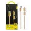 Datový kabel PLUS 2 v 1 (Micro USB+ Lightning), 1M 2A(AU405), gold