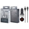 Nabíječka do auta PLUS A6134 s kabelem pro iPhone lightning, 2xUSB výstup 2.4A, stříbrná