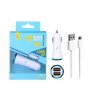 Nabíječka do auta PLUS s microUSB kabelem, 2x USB výstup, (CS501), modrá