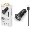 Nabíječka do auta ALIGATOR USB-C s 2xUSB výstupem 2,4A, Turbo charge, černá