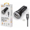 Nabíječka do auta ALIGATOR USB-C 2xUSB výstup, 3.4A, smart IC, černá