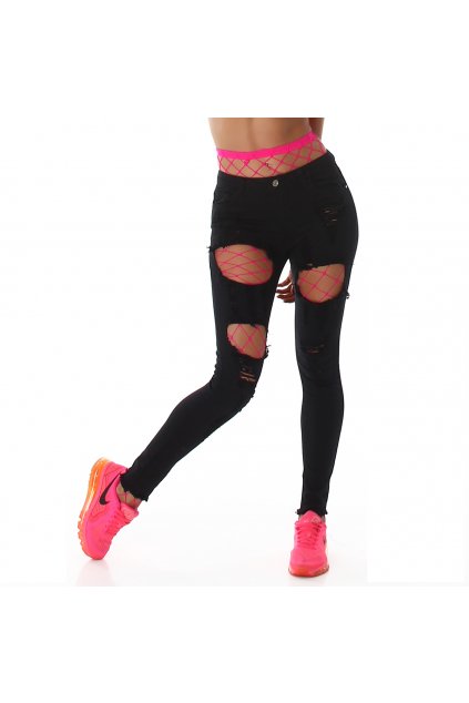 Černé trhané skinny jeans Jela London