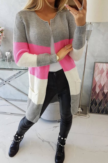 eng pl Sweater Cardigan in the straps gray light pink 20508 5