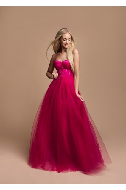 Růžové hot pink společenské šaty Flora na plesy