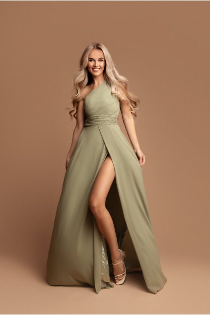 Olivové zelené společenské šaty Tracy na plesy, večírky, gala večery i svatby