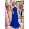 dlouhe elegantni modre spolecenske saty na ples