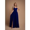 Královsky modré společenské šaty s rozparkem na svatbu i plesy