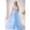 Modré třpytivé plesové šaty Cinderella