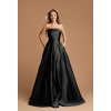Černé společenské večerní plesové šaty s kapsami Alizee na plesy veněček prodlouženou gala večer