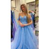 Světle modré třpytivé plesové šaty Juliette na maturitní ples i prodlouženou
