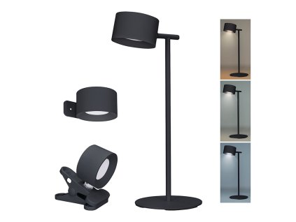 Solight LED nabíjecí lampička 3v1, 280lm, změna CCT, stmívání, černá
