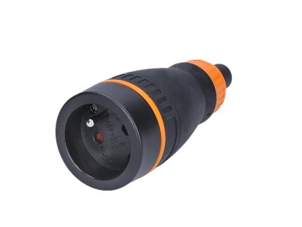 Solight zásuvka do vlhka, přímá, IP40, černá-oranžová