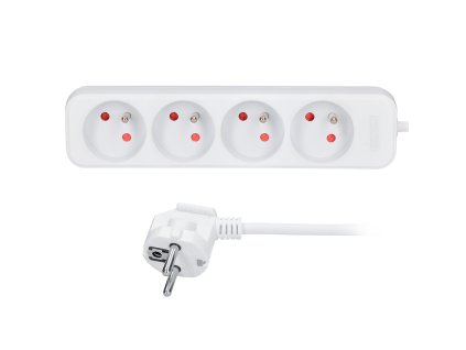 Solight prodlužovací přívod, 4 zásuvky, bílý, 1,5m