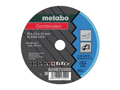 3 Combinator 76x2,0x10 mm, Inox, řezný a hrubovací kotouč, zahnuté provedení