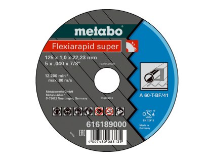 Flexiarapid super 115x1,0x22,23 ocel, řezný kotouč, přímé provedení