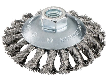 Kulatý kartáč 100x0,5x10 mm/ M 14, ocelový drát zkroucený, zahnuté provedení, síla drátu 0,50 mm