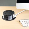 Solight 3z + USB A+C 20W PD, Wireless 10W, výsuvný blok zásuvek, 2m,  černý