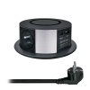 Solight 3z + USB A+C 20W PD, Wireless 10W, výsuvný blok zásuvek, 2m,  černý