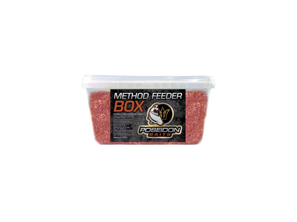Poseidon Baits Method feeder box 1kg + booster - Med 