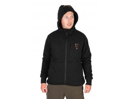 ccl274 279 fox collection sherpa jacket black and orange hood up