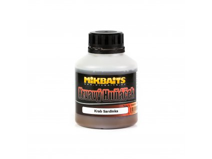 71829 mikbaits krvavy hunacek booster 250ml krab sardinka