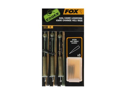 78537 fox edges 50lb camo leadcore kwik change heli rigs