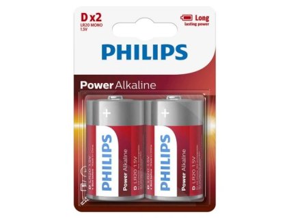 87852 philips lr20 2 ks alkalicka baterie d power alkaline 1 5v