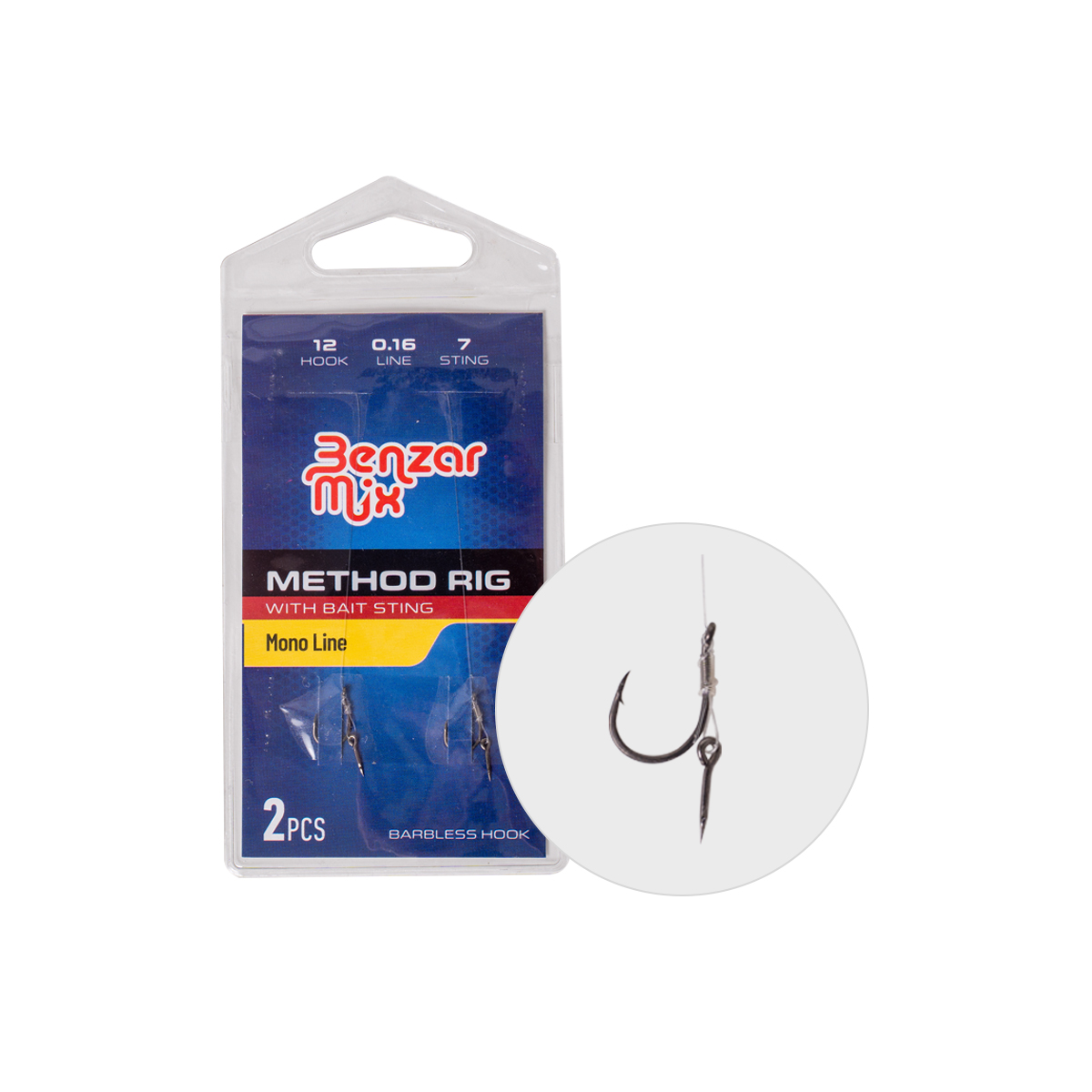 Benzar Method Háček bez protihrotu navázaný na monofilovém vlasci 2ks - vel. 10/0,18mm/7mmtrn