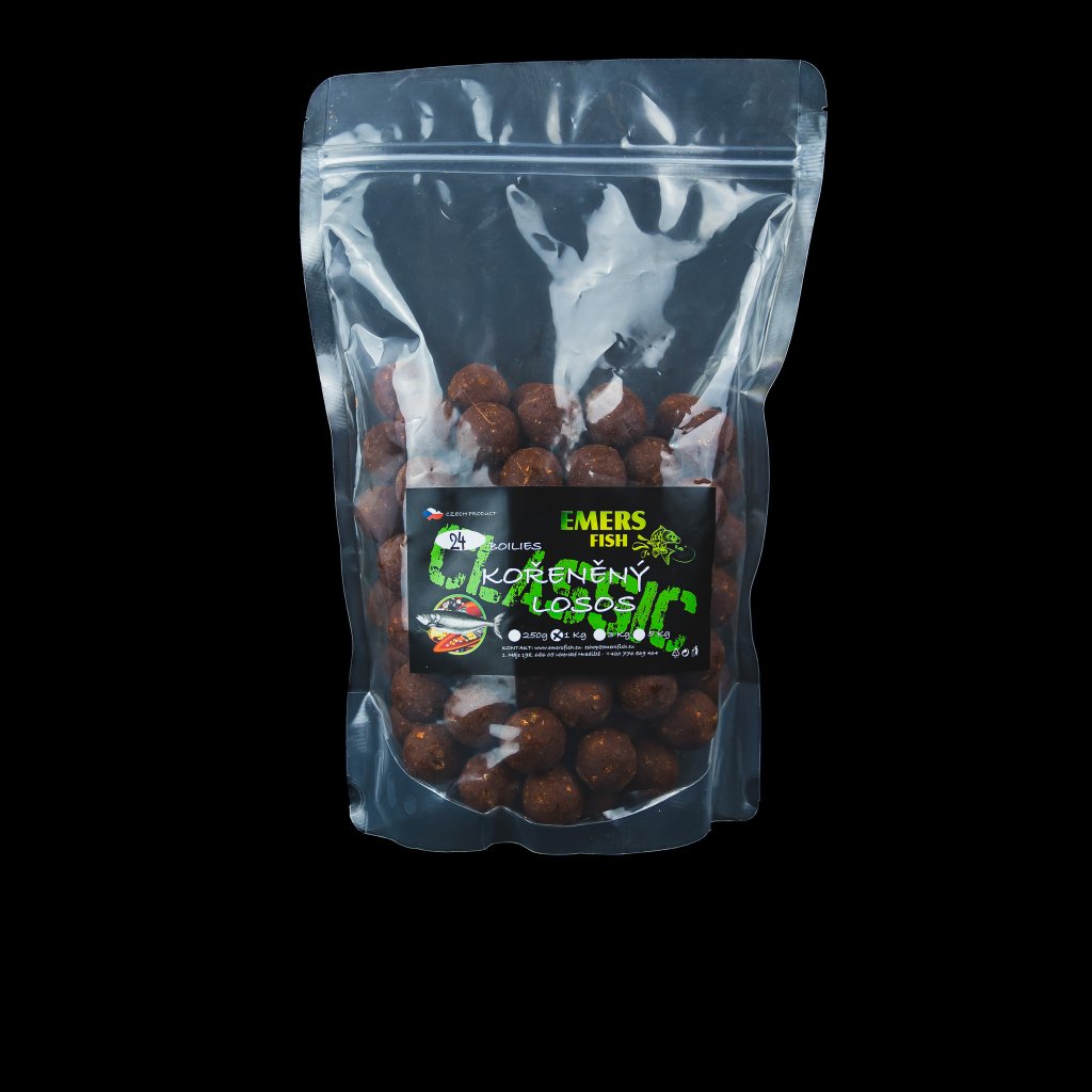 EMERS FISH KOŘENĚNÝ LOSOS - CLASSIC BOILIE 24 mm 250g